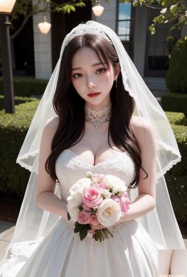 Beauté générée par l’IA ~ robe de mariée traditionnelle transformée en robe de mariée en lingerie sexy