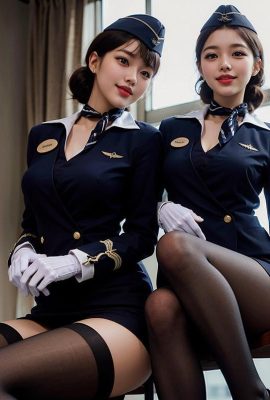 AI生成~Ai_pyramid-dames en uniforme d'hôtesse de l'air.  Service VIP 1
