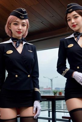 AI生成~Ai_pyramid-dames en uniforme d'hôtesse de l'air.  Service VIP 2