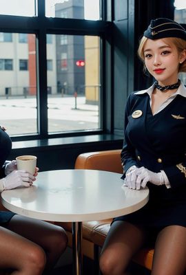 AI生成~Ai_pyramid-dames en uniforme d'hôtesse de l'air.  Service VIP 3