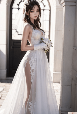 Robe de mariée blanc pur-1080