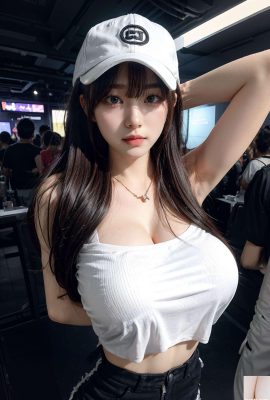 Fille aux gros seins portant une casquette de baseball 1