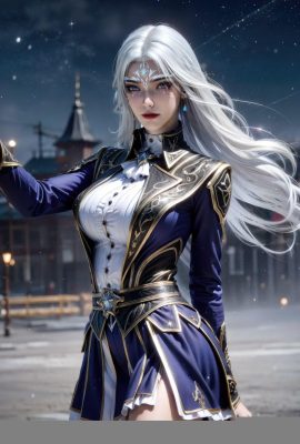 (AI généré) Le tangmen sans égal Ling Luochen White Hair 2