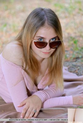 Nice Teen Dakota Pink met son grand corps sans vêtements en plein air (18p)